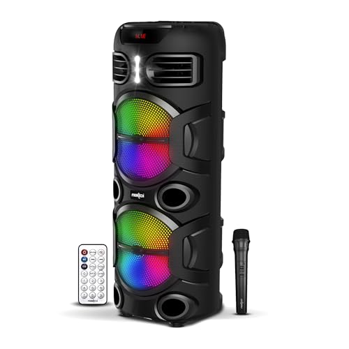 Image of FRONTECH Sonata Multimedia Wireless Trolley Speaker - 26W Output, Bluetooth 5.0, LED Display, Disco Light, Wheels, Handle - (SW-0180, Black)