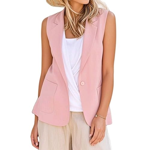 Summer Sleeveless Blazer Vest for Women Button Down Work Business Blazer Vests Waistcoat Business Casual Outfits