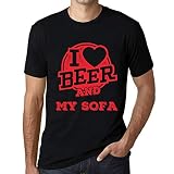 Homme Tee-Shirt J'aime La Bière Et Mon Canapé – I Love Beer and My Sofa – T-Shirt Vintage Noir Profond XXL