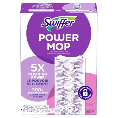 Procter & Gamble Swiffer PowerMop Multi-Surface Mopping Pad Refills, 5 Count Mop Heads