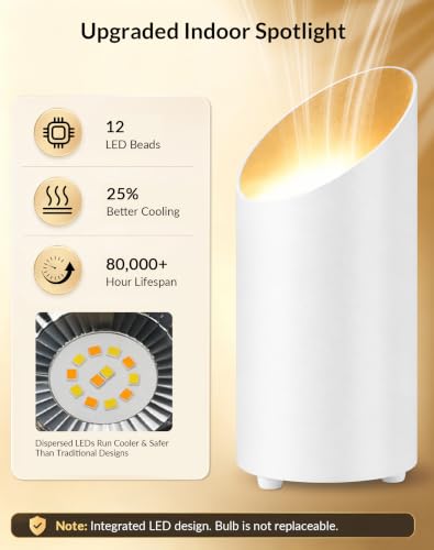 Image of 2 Pack Uplights Indoor Floor Can Lights, 3CCT with Remote, White | Uplighting Indoor, 3000K-6000K Dimmable, 6.5FT Plug Cord & Foot Switch, SpotLights Indoor for Home Accents, Plants, Artwor