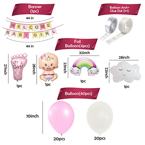 Image of Party Propz Welcome Baby Decoration- Huge 47Pcs|New Born Baby Welcome Home|Cradle Naming Ceremony Decoration Kit For Kids|Welcome Housewarming Home Princess|Metallic Foil Balloons For Decoration