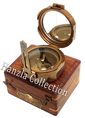 Brújula Náutica Antiguo Acabado en Caja de Madera miniatura 4