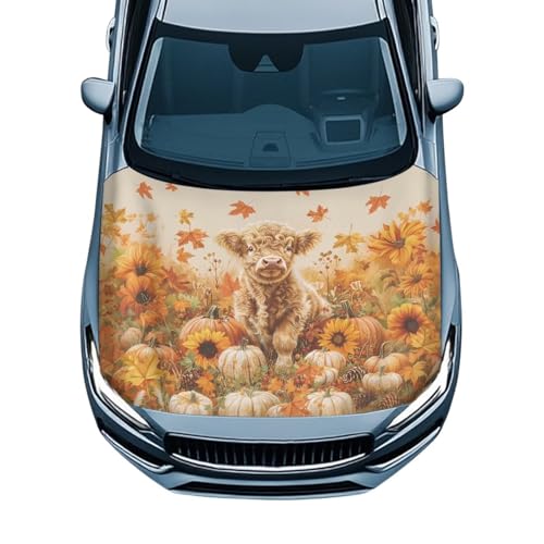 Image of Car Hood Cover All Weather Protection Auto Exterior Accessories Decor for Thanksgiving Universal Fit Hood Covers for Cars, Trucks, SUV, or Van Full Coverage