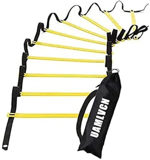 UAMLVCN Sport Agility Ladder Soccer Training with Equipment Bag Fitness or Speed Agility Training for Training Football Soccer Basketball Athletes and Teens or Kids (Yellow 3M)