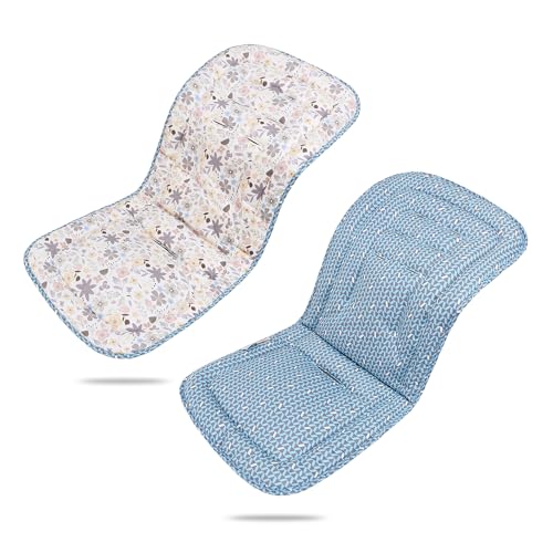 LAT Colchoneta Silla Paseo, Almohadilla Reversible para Cochecitos, Suave y Transpirable Algodón Funda Carrito Bebe Universal, Cojín Doble Cara para Silla de Auto y Carrito (Flor)