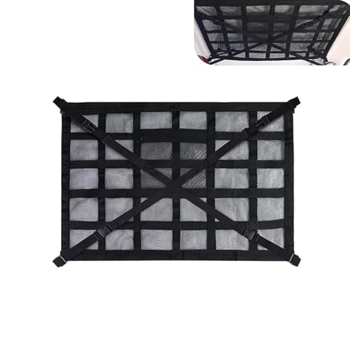 CouTunp Car Ceiling Cargo Net 31.5 x 21.6 Double-Layer Mesh Roof Storage Net Adjustable Car Roof Mesh Storage Nets Organizer Universal for SUV Travel Road Trips Camping Essentials