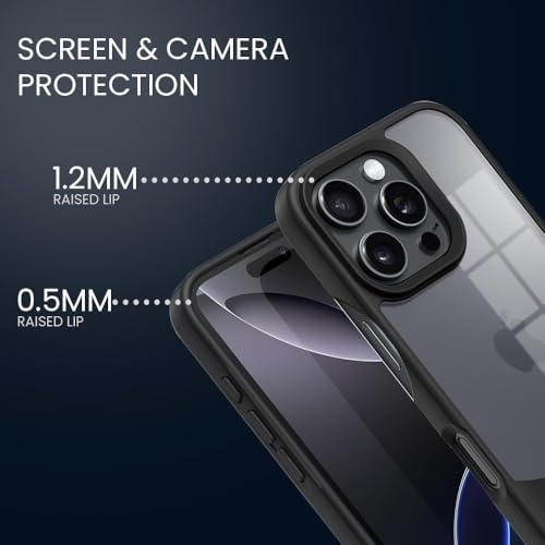 Image of KARWAN️Ultra-Hybrid Shockproof Back Cover Case for iPhone 16 Pro Max | Camera Protection Bump |Shockproof Back Cover Case for iPhone 16 Pro Max (PC & TPU, Smoked Matte Sides) Black