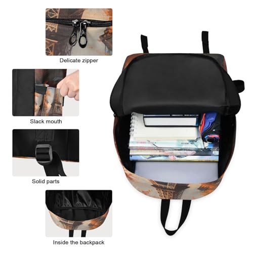 Autumn Eiffel Tower Print Backpack Set with Lunch Bag, Large Capacity Travel Backpacks and Lunch Box Insulated for Commute Hiking Picnic3