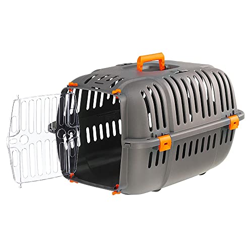 Ferplast, Caixa transportadora rígida para cães e gatos pequenos JET 20 LARANJA, porta transparente