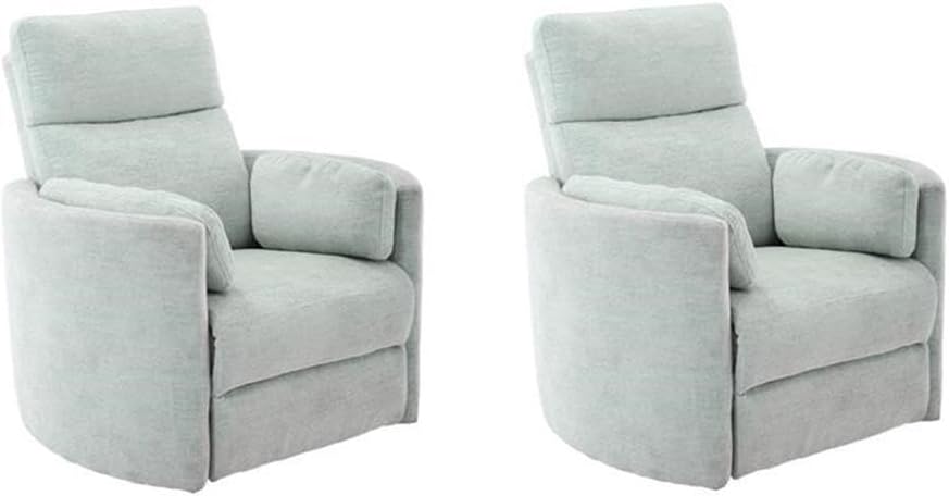 Pemberly Row Set of 2 Polyester Power Swivel Glider Recliner in Windstream Green