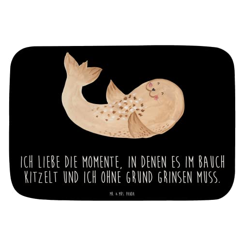 Mr. & Mrs. Panda Badvorleger Robbe liegend - Geschenk, Tiermotive, Tiere, Badematte, Duschteppich,...