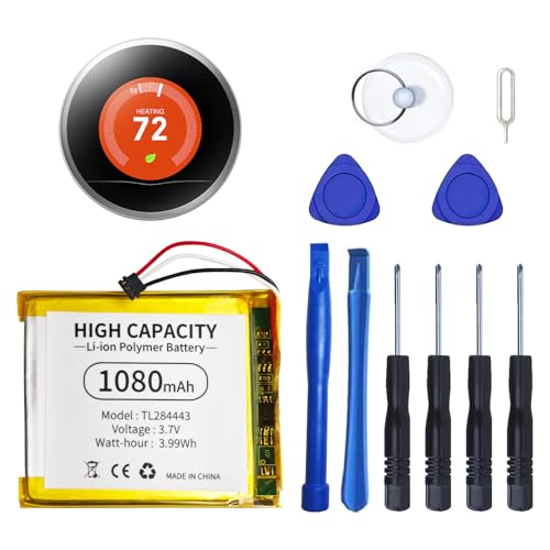 LeeCrynoid TL284443 Battery 1080mAh High-Capacity Replacement for Nest Learning Thermostat (2nd & 3rd Gen) Compatible with T3007ES T3008US T4000ES A0013 Includes Repair Tools