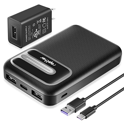 rapthor 10000mAh Heated Vest Battery Pack 5V 2.4A Wiederaufladbarer Li-Polymer Akku für iPhone und Android Smart Phones Jacken Kapuzenpullover (2 Type-C/Micro USB Eingänge+2 USB Ausgänge) Cover