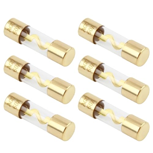 6 Pièces 60A AGU Fusible Verre Plaqué 12V Fusibles Audio De Voiture, 60A Fusible AGU Voiture Pour...