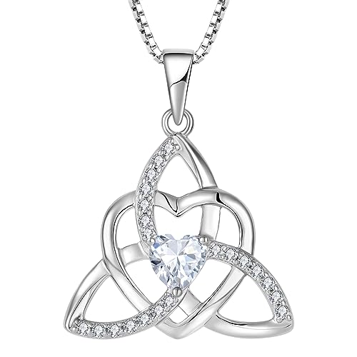 YIFSIY Celtic Knot Heart Necklace 925 Sterling Silver Trinity Love ...