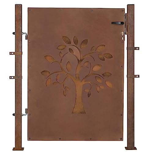 ESTEXO Gartentor Gartentür Rost Zauntür Hoftor Hoftür Gartenpforte Gartenzaun Garten (Gartentor Baum / 120 cm)
