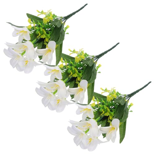 Levemolo 3 Stück Künstlicher Lilienstrauß aus Seidenstoff Zarter Lilienstrauß In Milchweiß Realistische Hochzeitsdekoration für Selbstgemacht Pflegeleichte Tischlilie für Festlichkeiten