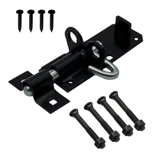 Image of Garden Mile 1pc Black Bolt Lock For Shed Gates Doors 4" / 100mm Sliding Brenton Bolts Gate Bolts For Wooden Gates Heavy Duty Locking Black Door Bolt Weatherproof Bolts For Doors And Sheds