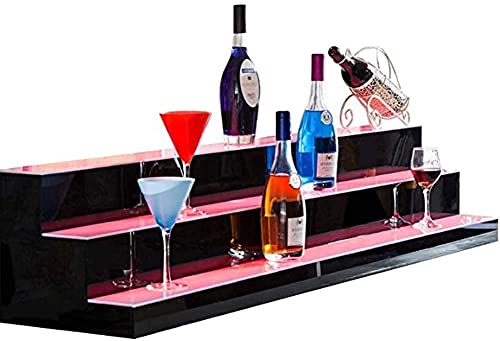 PRUJOY Wine Bottle Display Stand Bottle Display Stand Bar Liquor Illuminated Bottle Shelf,Led Lighted Liquor Bottle Display Illuminated Bottle Shelf 3 Tier