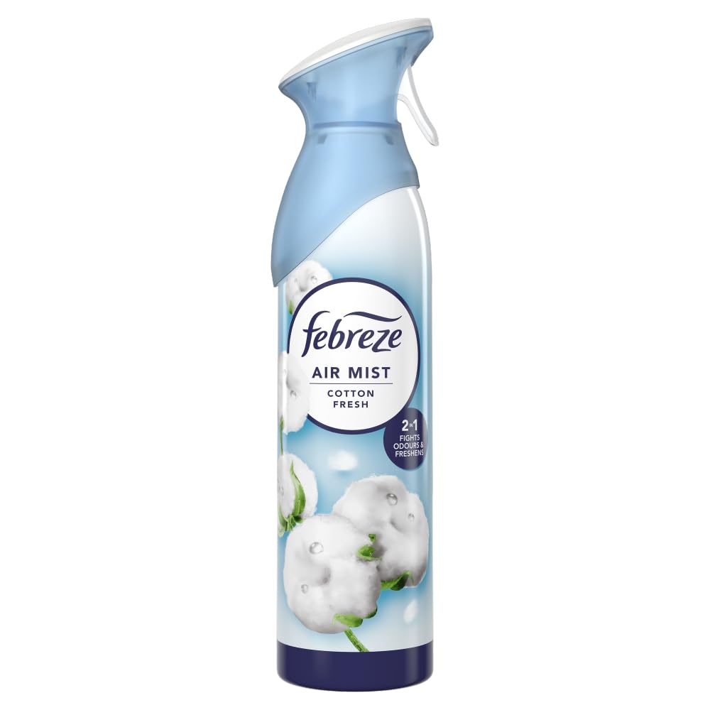 FebrezeAir Freshener for Room Spray & Bathroom, Cotton Fresh, 185ML x 8 Packs, Air Fresheners for Home