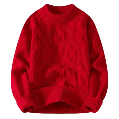 Men's Loose Casual Sweater Crew Neck Knitted Pullovers Fashion Solid Hole Knit Sweaters