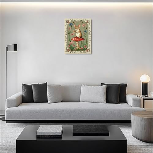 気まぐれなマウス 保育園 装飾 絵画 壁の装飾 プリント キャンバス ウォールアート 田舎 植物 花柄 リビングルーム 寝室 オフィス 壁の装飾 絵画 写真 11.5X14.5インチ [4]