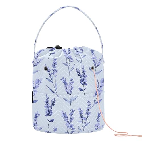 Yarn Storage Bag Small Crochet Bag Knitting Bag Organizer Lavender Blue Yarn Bags for Crocheting Basket