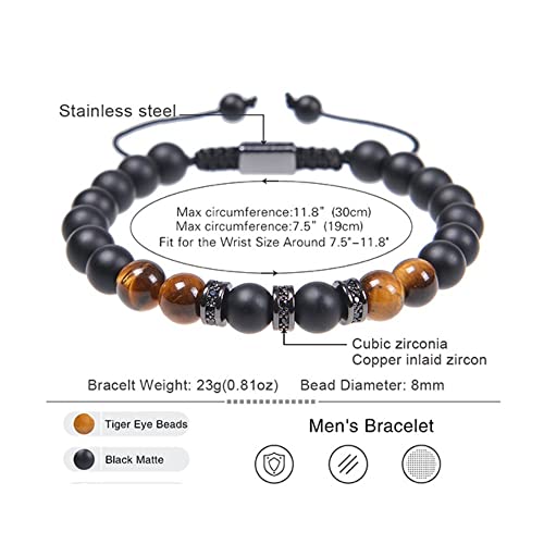Putouzip Natural Tiger Eye Braided Rope Bead Bracelet Gifts For My Man Son Grandson Boyfriend Husband Dad Brother On Anniversary Graduation Birthday Father's Day Christmas Gift (To My Brother) #TOP1