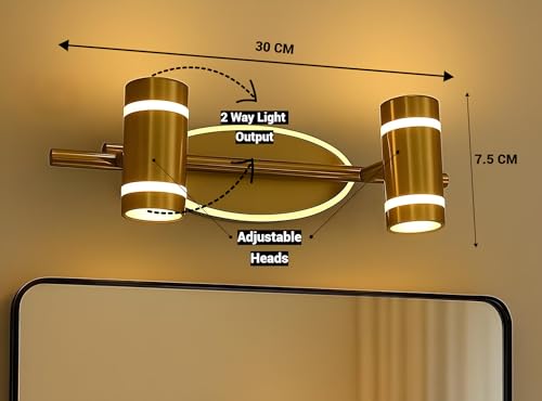 Image of FILLISKA 3 in 1 Double Wall spot /Picture /Display /Mirror Light with Adjustable Head and Colour Changing Function (Antique Gold-6360)(1 Year Warranty)