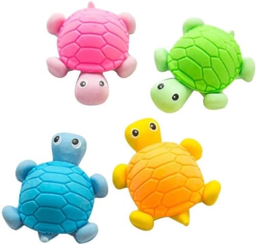 Image of AK Store (Pack of 4) 3D Cute Cartoon Shape Rubber Pencil Erasers, School Stationery for Kids, Boys Girls, Birthday Return Gifts (Turtle)