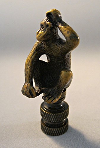 Image of Lamp Finial-Monkey-Aged Brass Finish, Highly Detailed Metal Casting