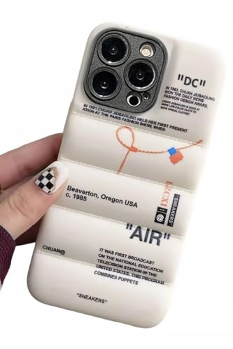 IAIYOXI Puffer Case with Sports Shoes Brand Design for iPhone 13 Pro Max,Sneakers Ins White or Black Label Soft Cover-White Puffy Cover for iPhone 14 13 12 11 Pro Max Plus X XS XR 7 8 (White)