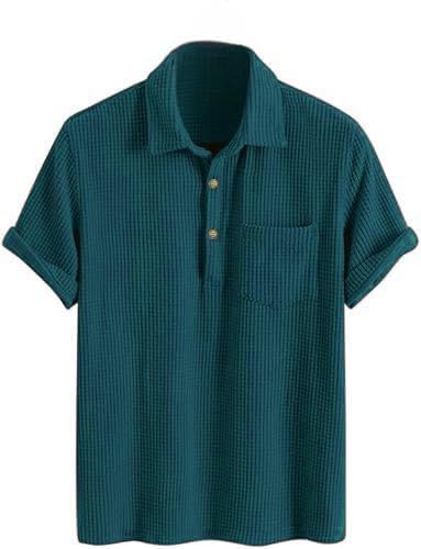 Image of ColorChakra Mens Waffle Knit Polo Tshirt Collar Knitted Shirt for Men M to 3XL
