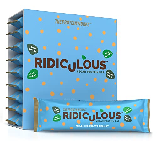 Ridiculous Vegan Proteinriegel | Schokolade Erdnuss | 100% pflanzlich | Palmöl frei | 15g Protein & zuckerarm | THE PROTEIN WORKS | 9x47.5g Cover
