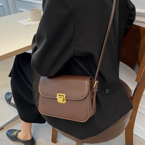 Shoulder Bag for Women Crossbody Purses Trendy PU Leather Purse Brown Retro Women's Shoulder Handbags3