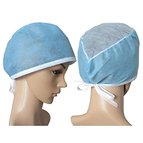 PLUS SANTE - Lot de 100 Calots Chirurgicaux à Lacets - Usage Unique en Polypropylène Non Tissé, Taille Unique, Doux et Respirant - Couleur Bleu