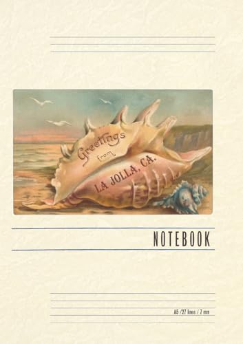 Vintage Lined Notebook Conch Shell, Greetings from La Jolla, California