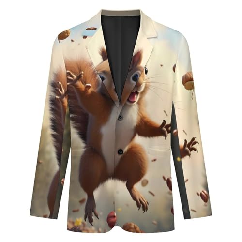 Squirrel Love Walnuts Men's Suit Jacket 2 Button Lapel Blazers Tuxedo Business Coat for Wedding Party2