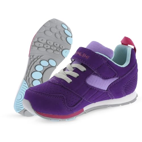 TSUKIHOSHI Racer Baby and Toddler Shoes - Strap-Closure Machine-Washable Baby Shoes with Wide Toe Box & Slip-Resistant, Non-Marking Outsoles, Purple/Lavender - 6.5 Infant (0-12) Months