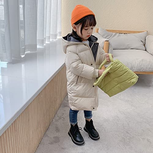 Hooded Puffer Coat for Kids Girls Long Sleeve Puffy Zip Up Bubble Jacket Winter Windproof Outwear with Pocket3