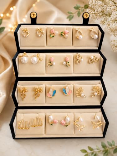 Generic Earrings Set with Velvet Organiser 12 Pairs - Image 4