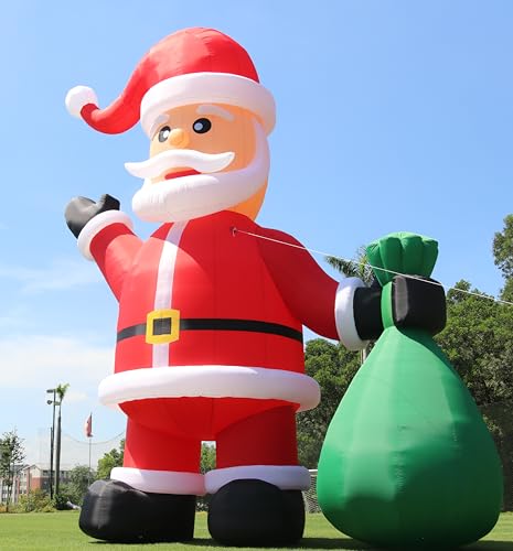 20FT Giant Inflatable Santa Outdoor Christmas Decoration Durable 210D Commercial Grade Oxford Giant Santa Inflatable with Built-in Blower for Yard Lawn Christmas Inflatable DecorationNo Lights