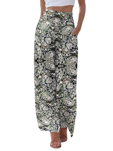 JZC Women's Palazzo Lounge Pants Casual Wide Leg Pants High Waist Flowy Toursers with Pockets