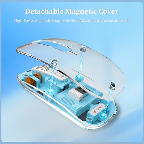 Image of Veout Wireless Bluetooth Mouse, Portable Silent Click Rechargeable Mouse with USB Receiver, 3-Level DPI, Compatible with Laptop, PC, Mac, Tablet, Phone