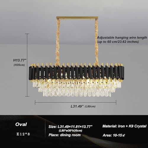 Image of Desidiya Black Mamba Crystal Pendant Chandelier 800x300MM Ceiling Light | Premium matte black metal body with sparkling crystal prisms creates luxurious ambient illumination.