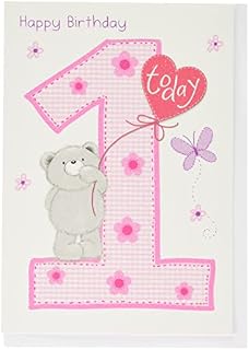 Cute Juvenile Birthday Card Age 1 F - 7 x 5 inches - Piccadilly Greetings, A10437,Red