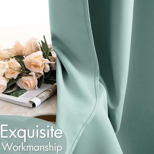 Image of MIULEE Aqua Blackout Bedroom Curtains Drapes 96 Inch Long 52 inchx96 inch | Grommet Top, Room Darkening Window Drapes, Privacy Protection, Thermal Insulated, Heat Blocking, Light Blocking