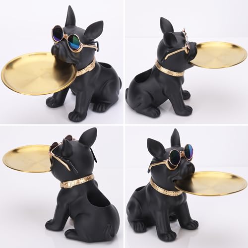 Figura Decorativa Bulldog Francés con Bandeja de Resina miniatura 3