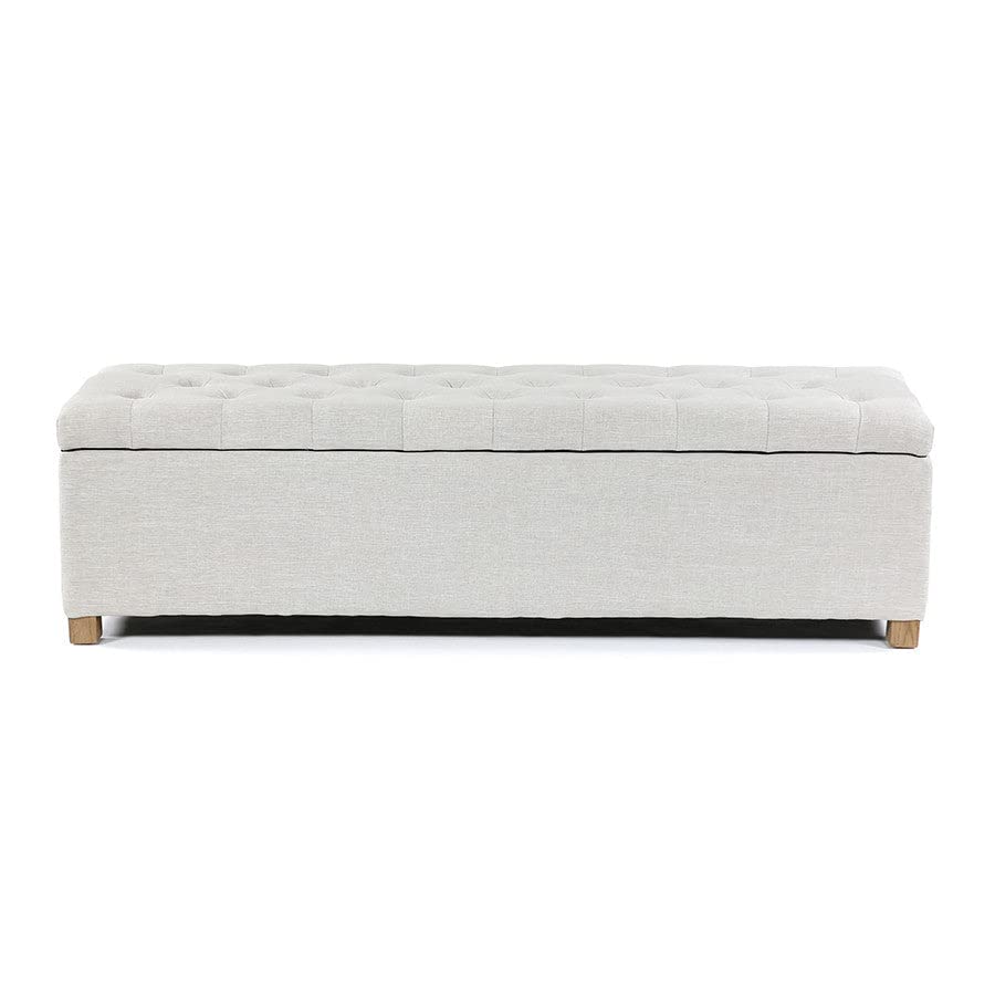 Image of MODERN WAVE Ashlee 50 inch Large Fabric Upholstered Flip Top Storage Bench 3 Seater Sofa Couch Pouffe Sofa Bench Ottoman for Living Room, Bedroom, Office. (Taupe)